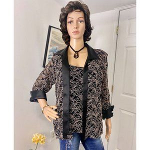 R & M Richards NEW tank‎ shirt jacket lace sparkle sequin Size 14